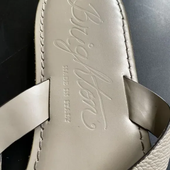 Brighton Alice Greige Leather Thong Sandal Ferrara Ornamentation Sz 9 Italy - Picture 5 of 10